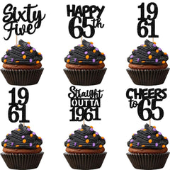 ZHUOWEISM 65th birthday glitter cupcake topper adds festive sparkle to desserts