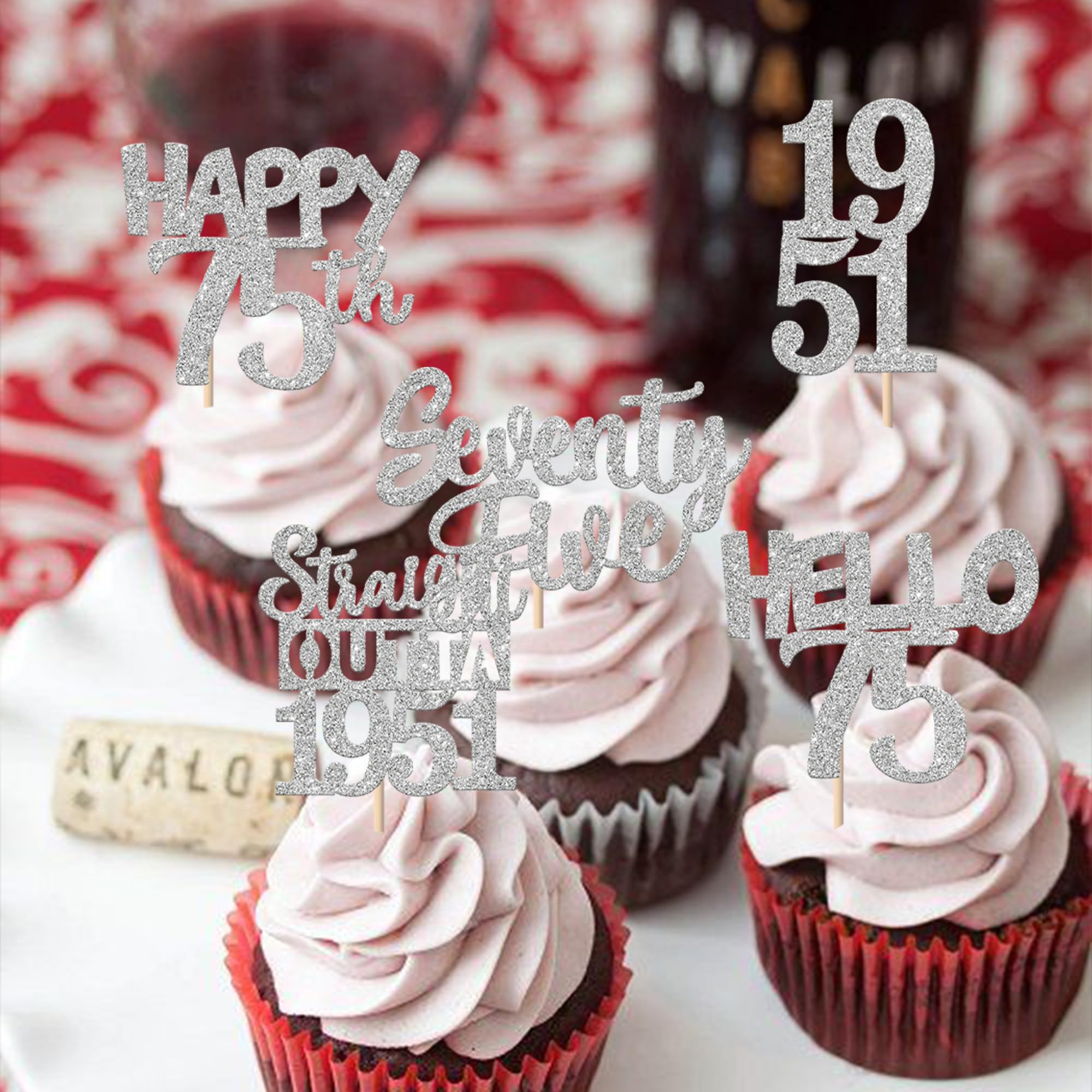 ZHUOWEISM 75th birthday cupcake decor glitter design 1 adds sparkle
