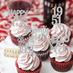 ZHUOWEISM 75th birthday cupcake decor glitter design 1 adds sparkle