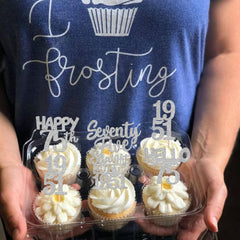 ZHUOWEISM 75th birthday cupcake decor glitter design 2 adds sparkle