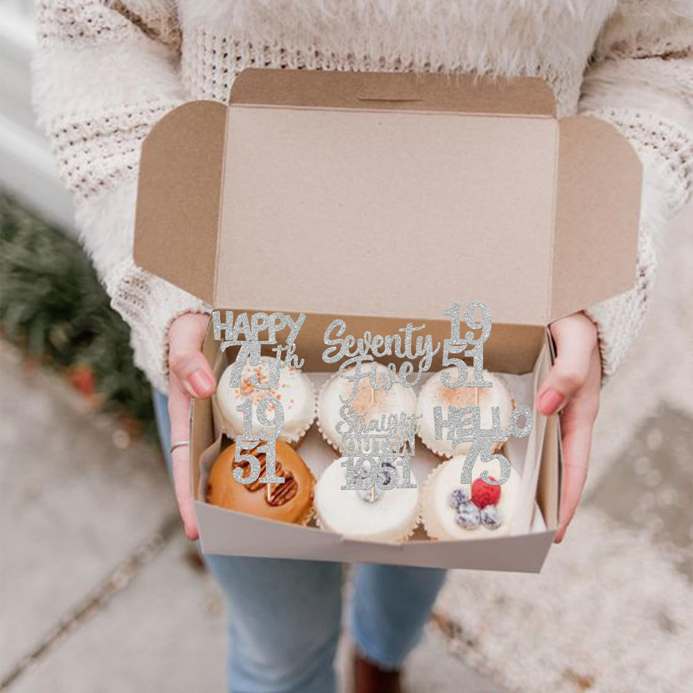 ZHUOWEISM 75th birthday cupcake decor glitter design 4 adds sparkle