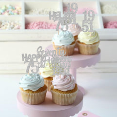 ZHUOWEISM 75th birthday cupcake decor glitter design 5 adds sparkle