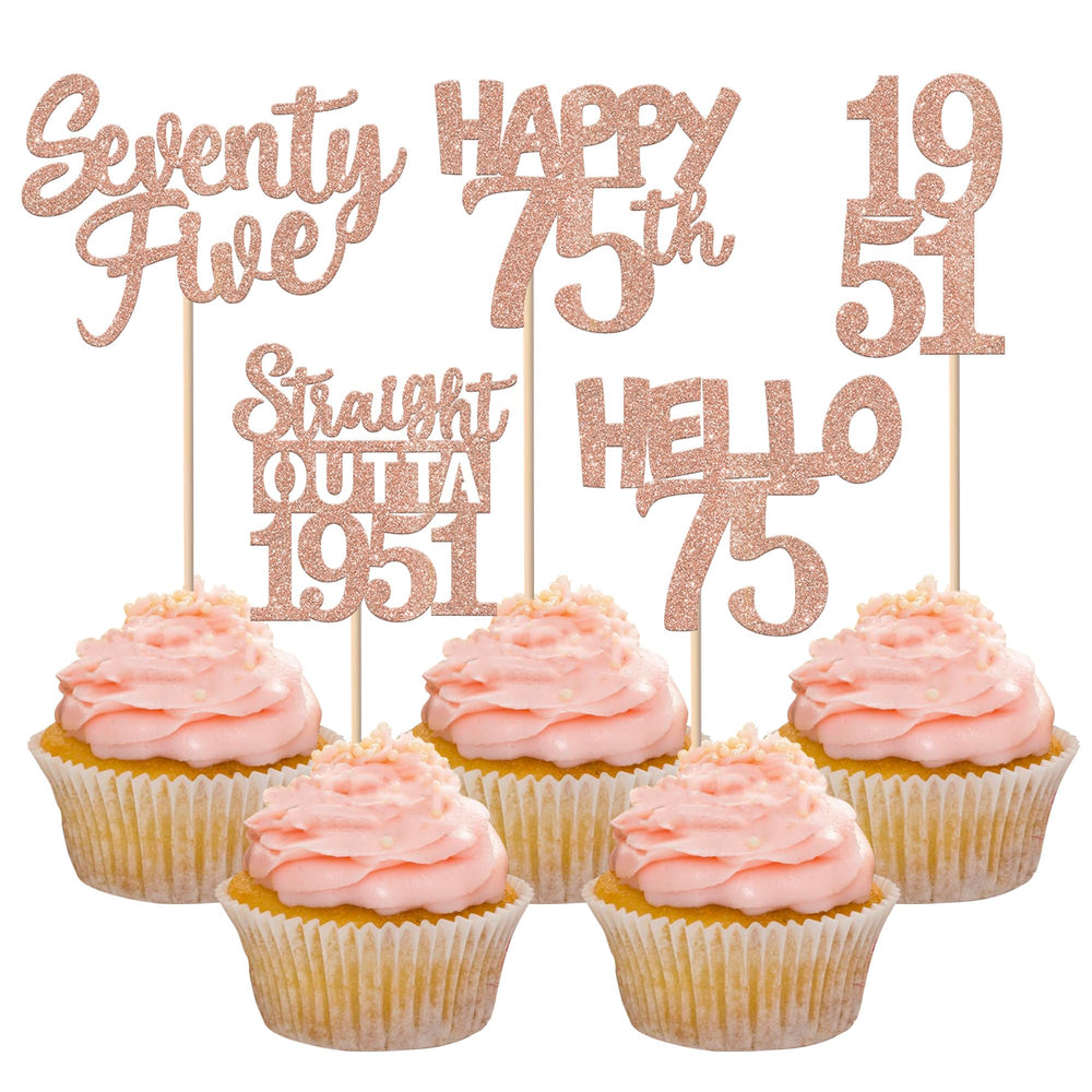 ZHUOWEISM 75th birthday cupcake topper glitter adds sparkle to cupcakes for celebrations.