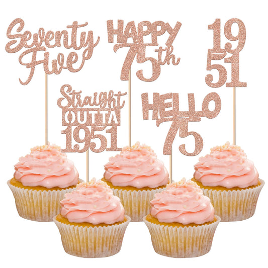 ZHUOWEISM 75th birthday cupcake topper glitter adds sparkle to cupcakes for celebrations.