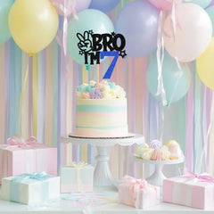 ZHUOWEISM 7th birthday theme cake topper blue ready to use