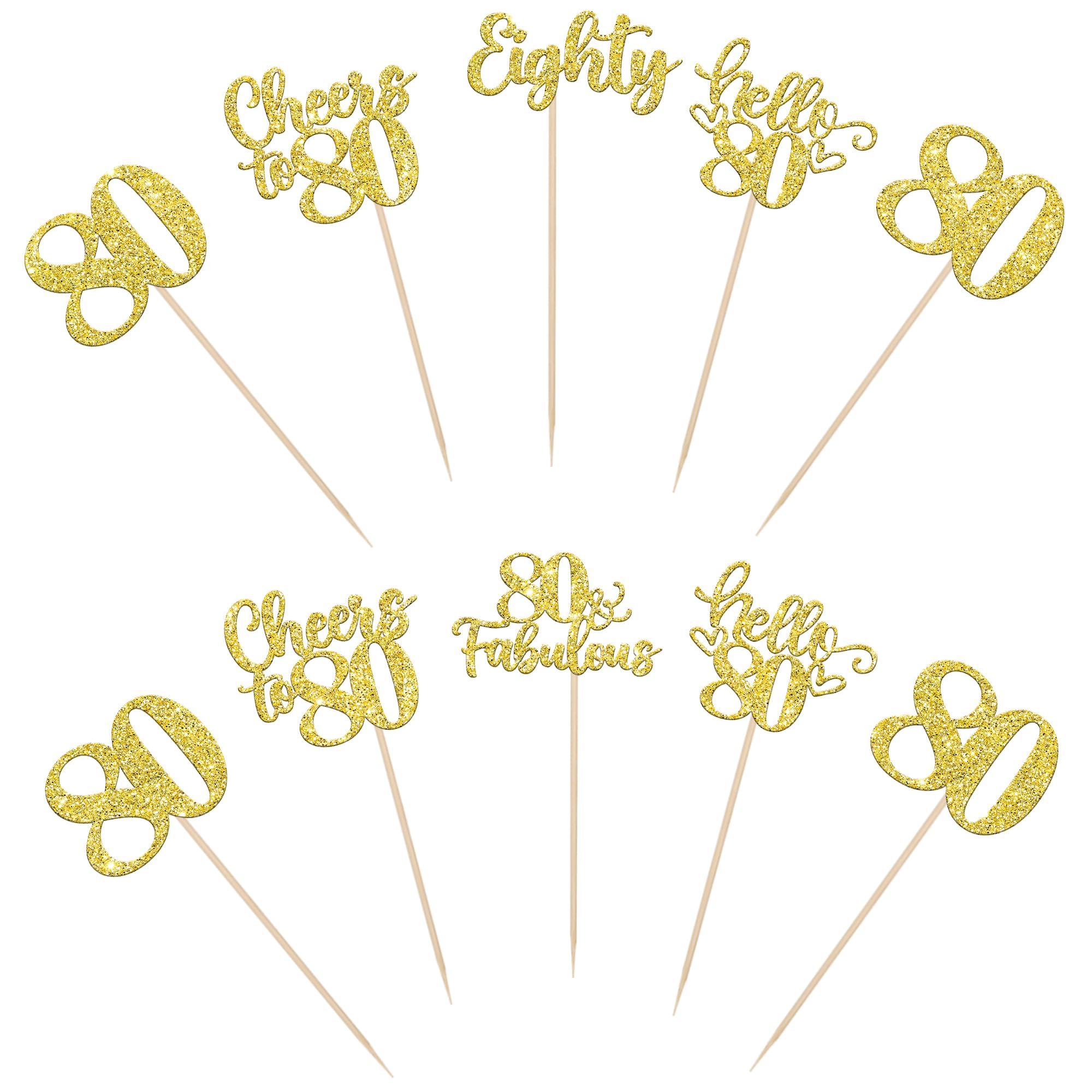 ZHUOWEISM Eighteen Cheers to 80 Years centerpiece sticks create eye-catching cake and table accents.