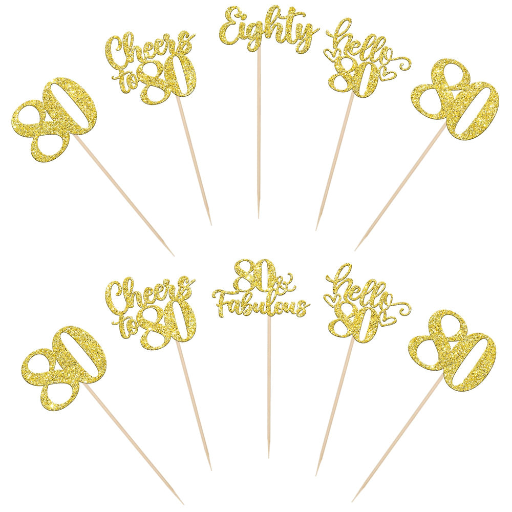 ZHUOWEISM Eighteen Cheers to 80 Years centerpiece sticks create eye-catching cake and table accents.