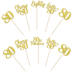 ZHUOWEISM Eighteen Cheers to 80 Years centerpiece sticks create eye-catching cake and table accents.
