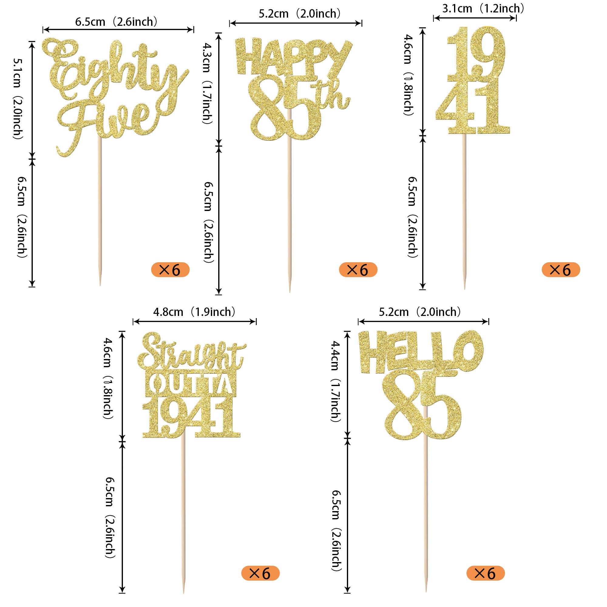 ZHUOWEISM 85th birthday glitter picks brighten cupcakes and desserts