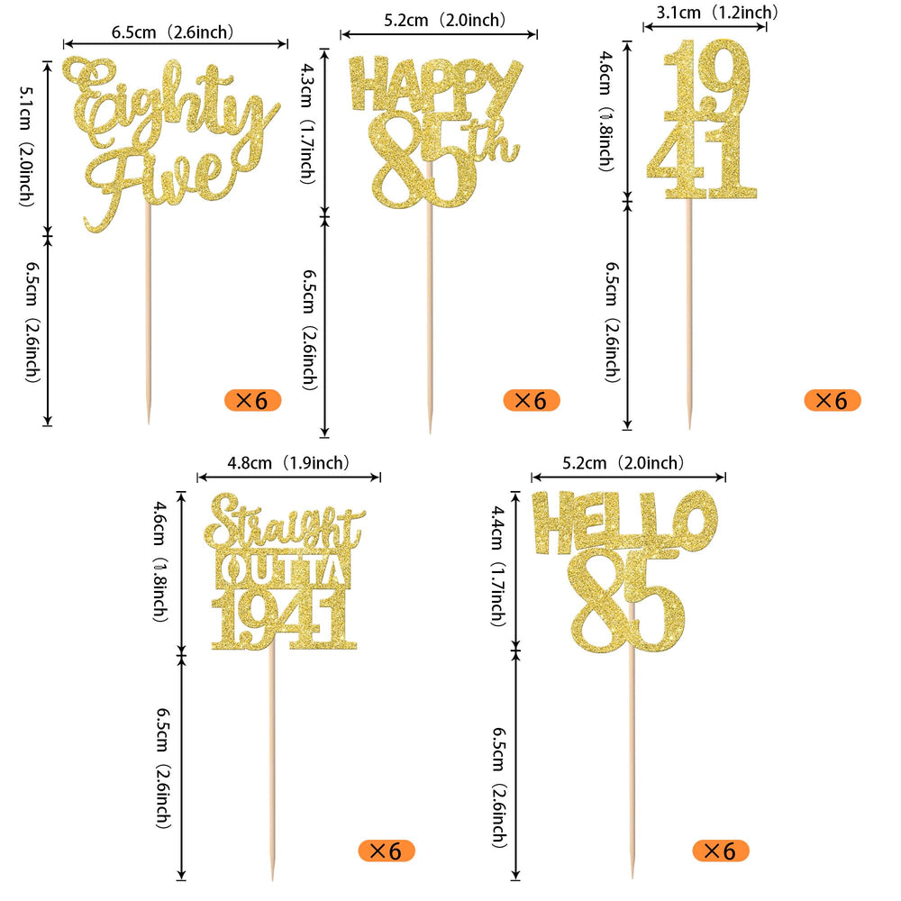 ZHUOWEISM 85th birthday glitter picks brighten cupcakes and desserts