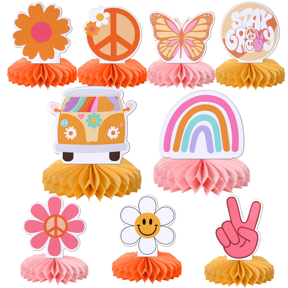 ZHUOWEISM 9-piece hippie honeycomb centerpiece set for easy party styling
