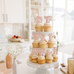 ZHUOWEISM anniversary cupcake toppers add elegant shimmer