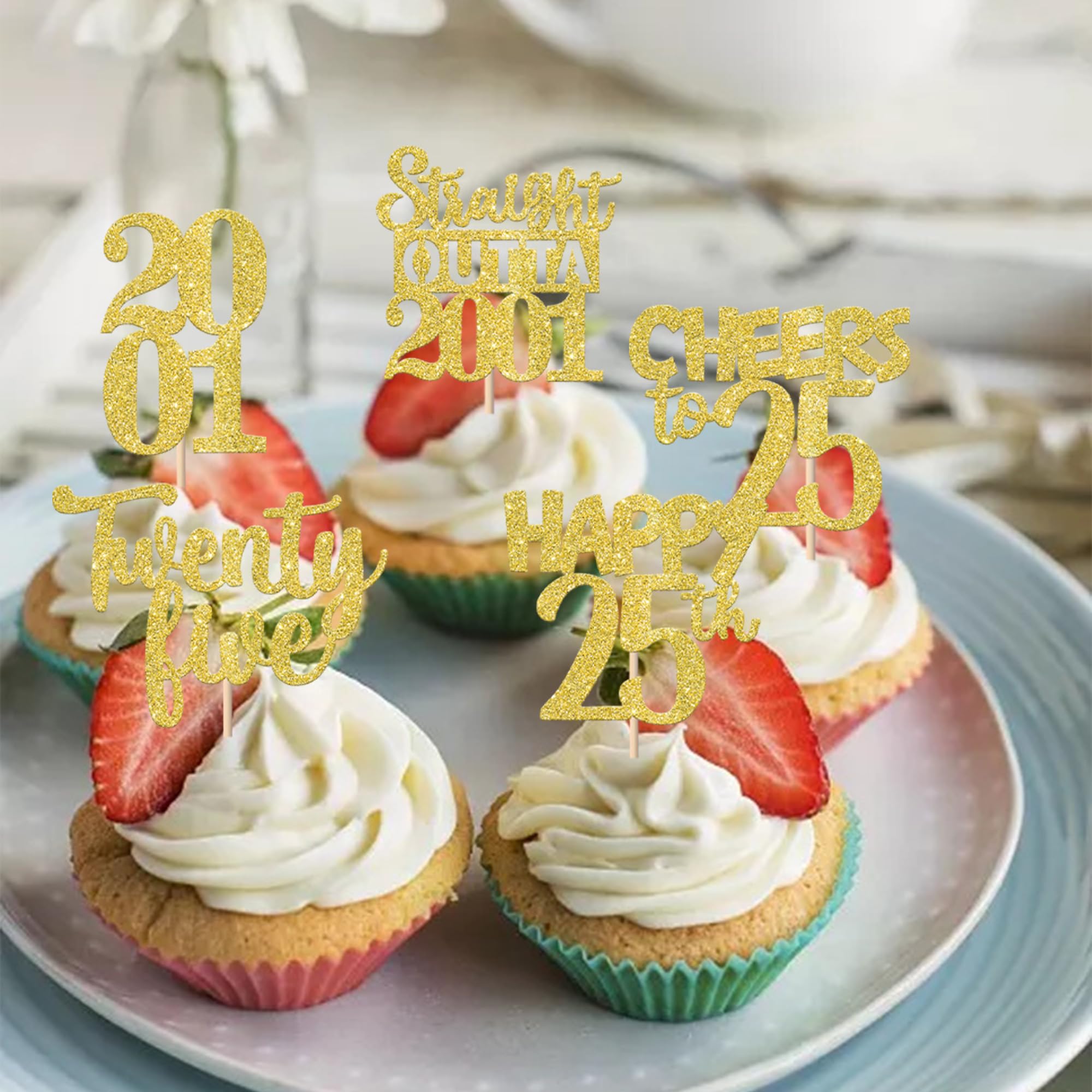 ZHUOWEISM anniversary party toppers elevate treats with gold glitter