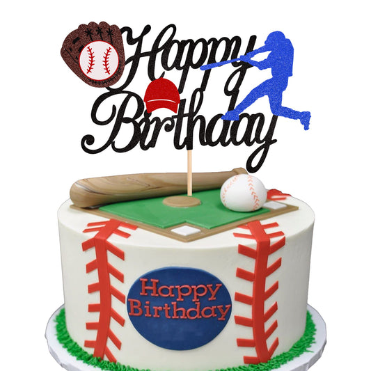 ZHUOWEISM baseball birthday topper glitter on cake for a festive centerpiece.