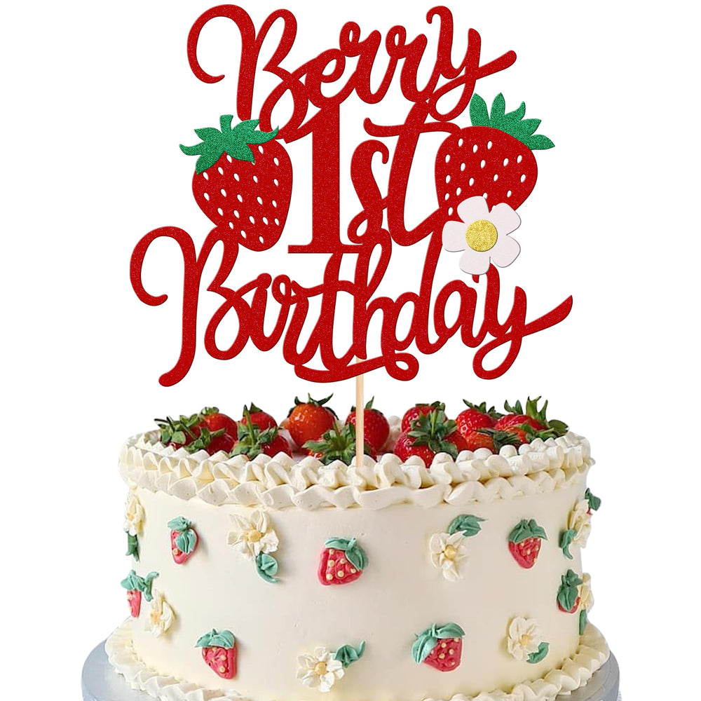 ZHUOWEISM Berry birthday topper glitter decor adds festive sparkle to cakes