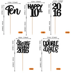 ZHUOWEISM black glitter 10th birthday topper enhances cake decor with bold shine