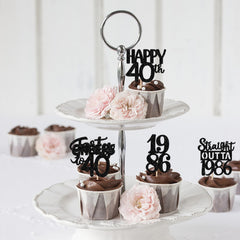 ZHUOWEISM black glitter cardstock toppers sparkle under lights for dessert table appeal