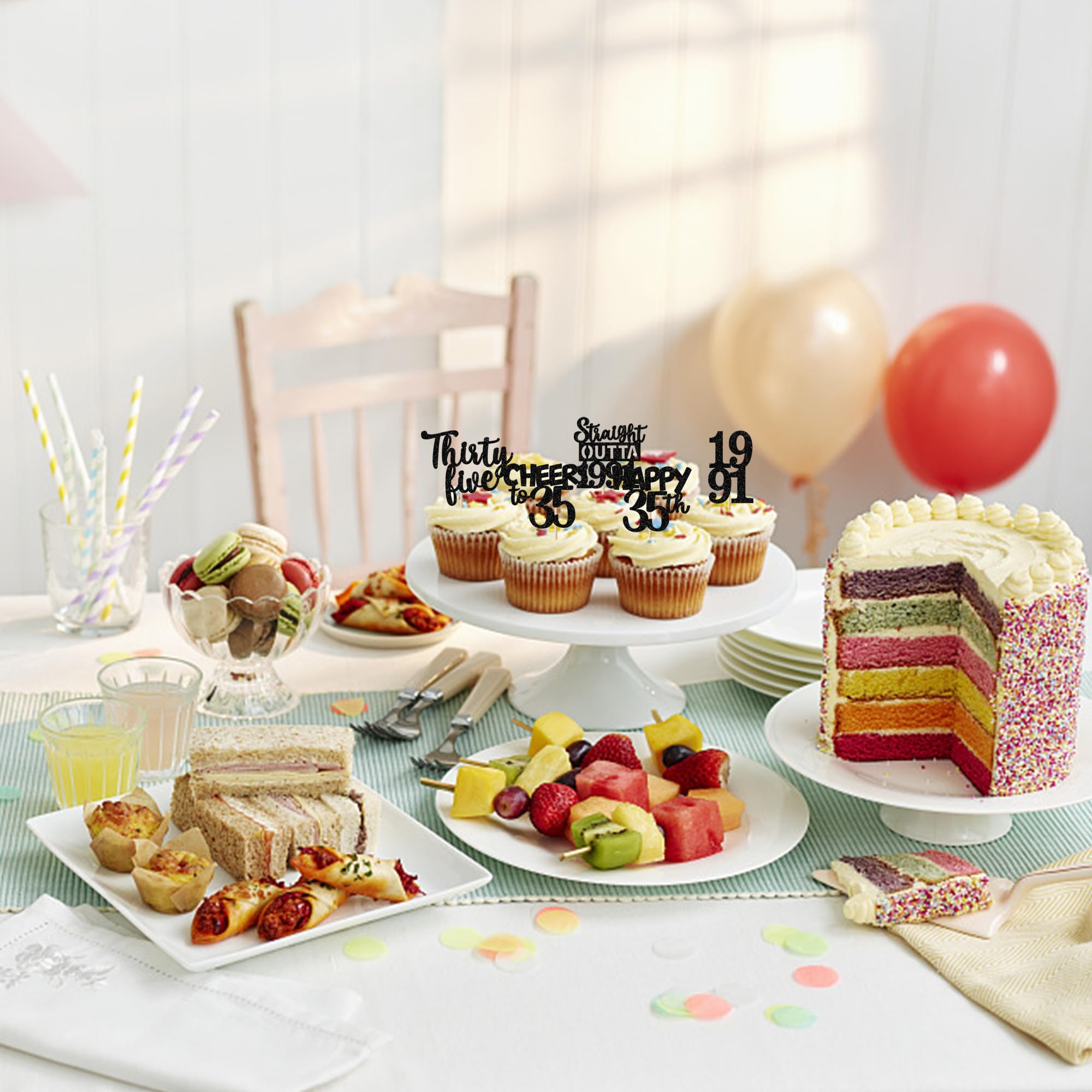 ZHUOWEISM black glitter toppers are sturdy and eye-catching on cupcakes.