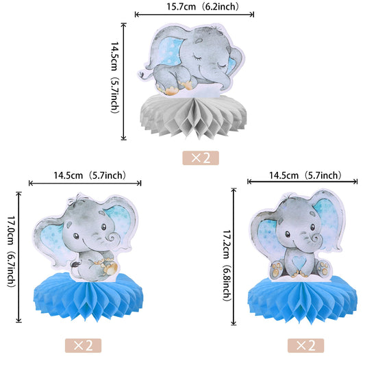ZHUOWEISM blue elephant honeycomb centerpiece accents gender reveal party decor.