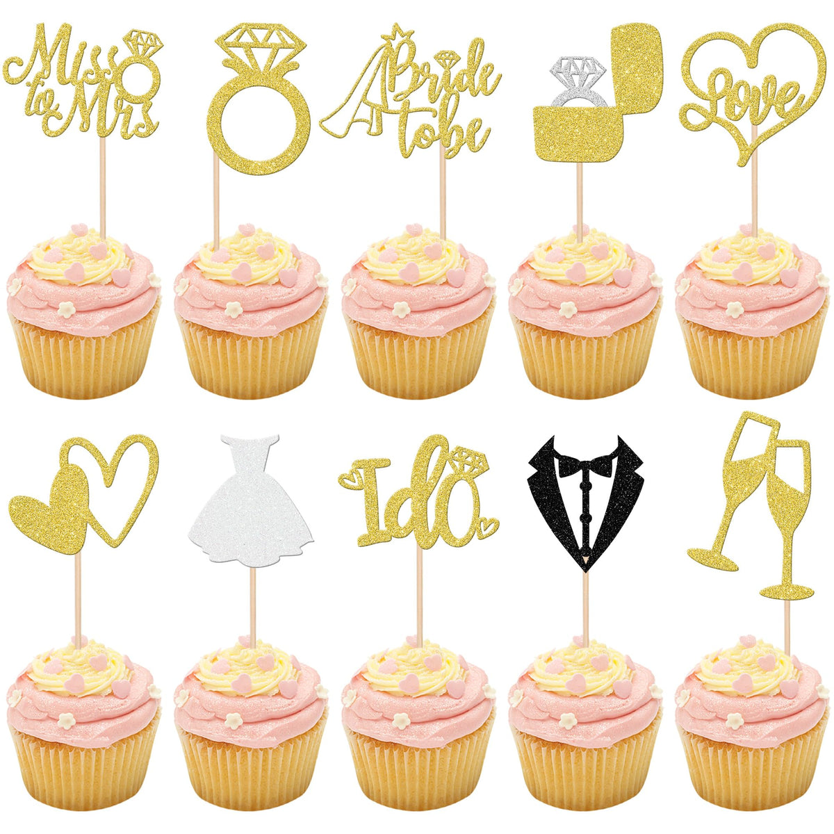 ZHUOWEISM bride-to-be cupcake topper glitter gold adds sparkle to desserts