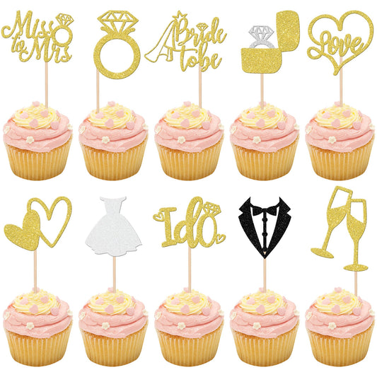 ZHUOWEISM bride-to-be cupcake topper glitter gold adds sparkle to desserts
