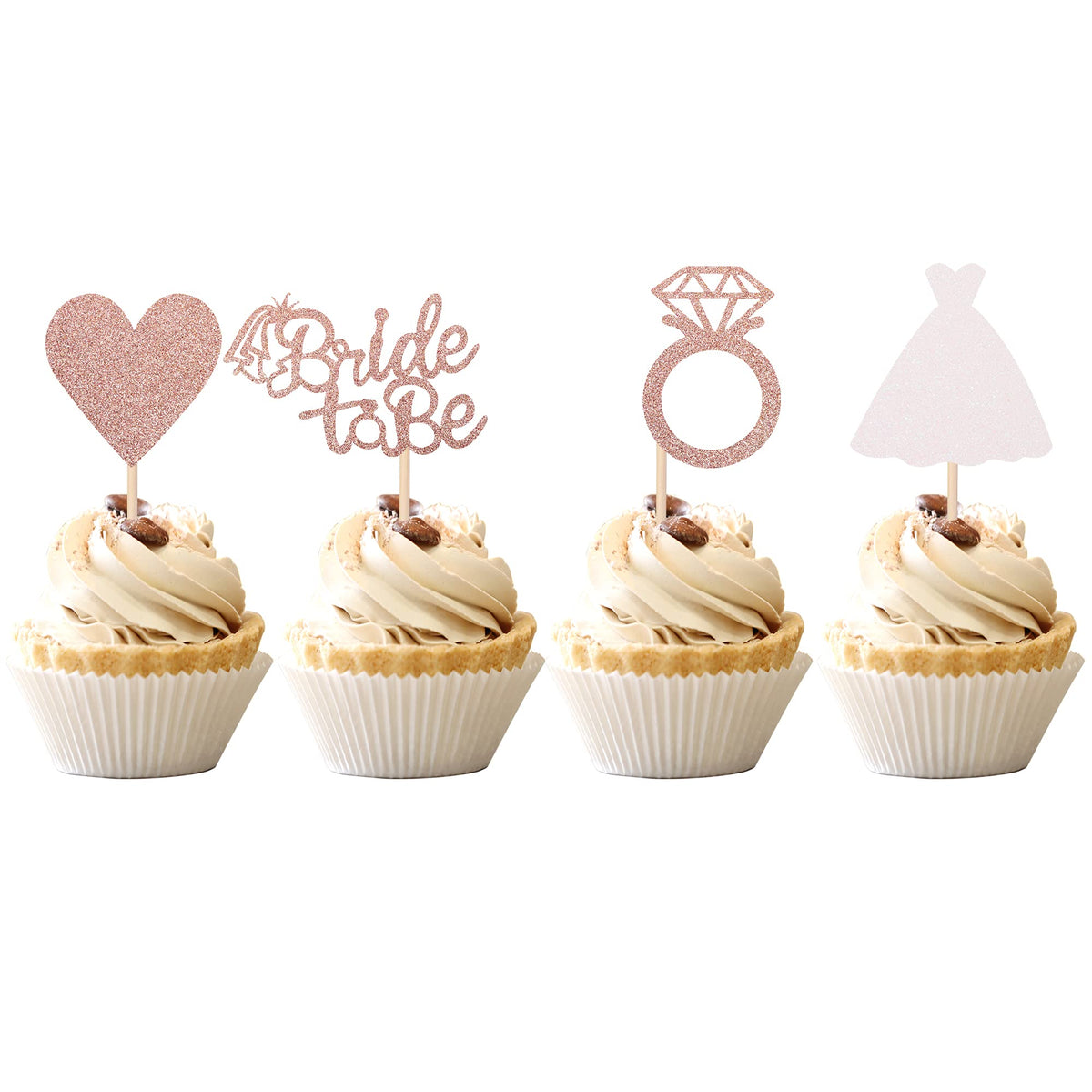 ZHUOWEISM bride to be toppers Heart Ring Dress collection for cupcakes, bridal decor