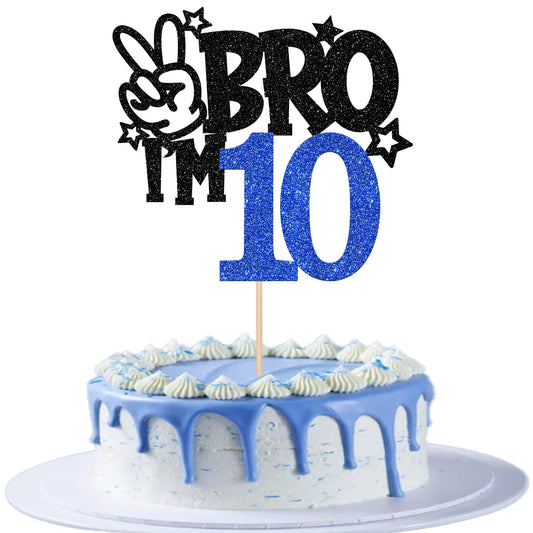 ZHUOWEISM Brother I am 10 cake topper with glitter star enhances festive cake visuals.