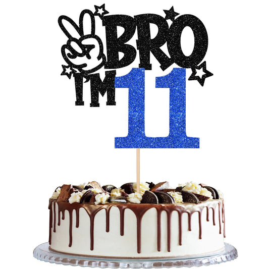 ZHUOWEISM Brother I'm 11 cake topper glitter star for dazzling cake presentation