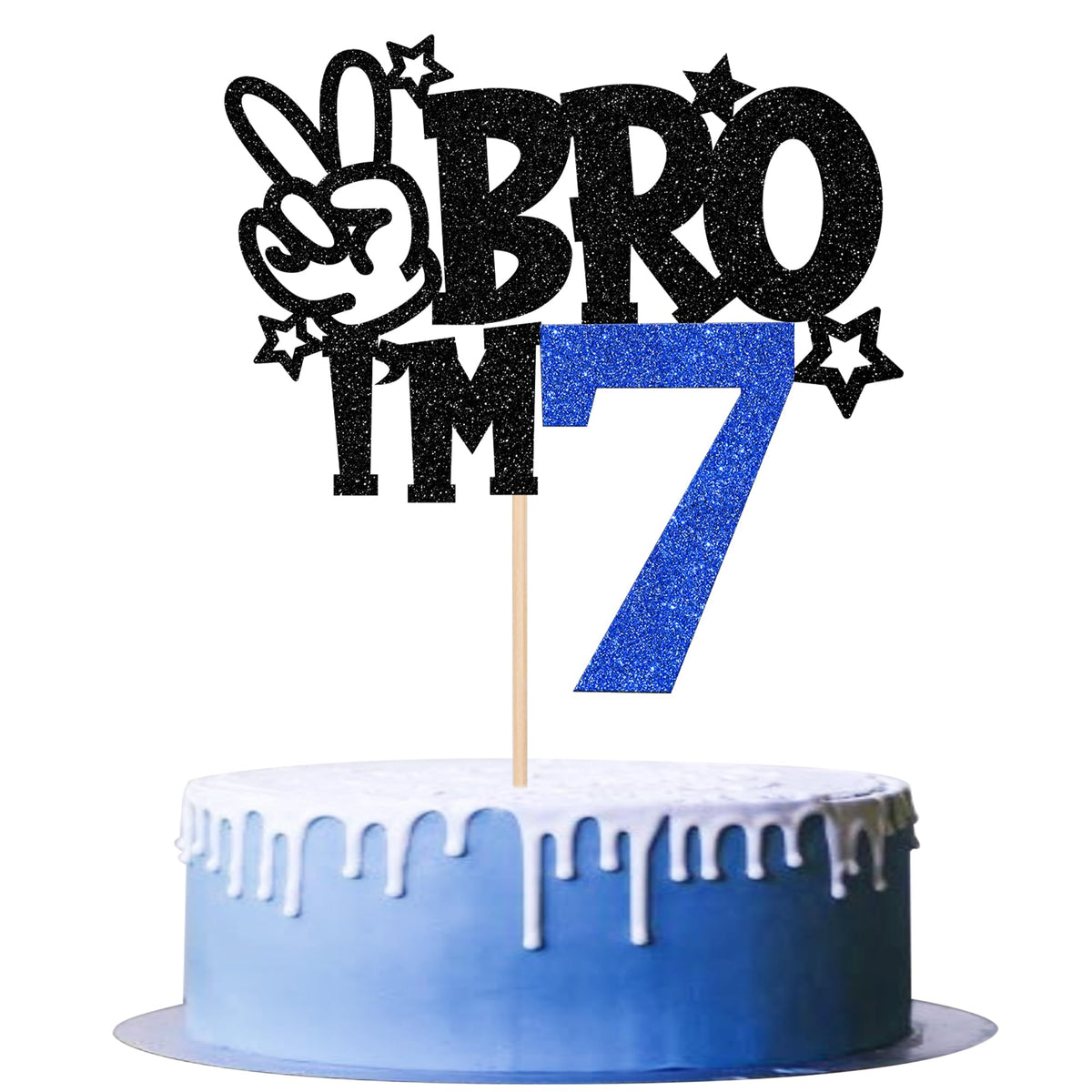 ZHUOWEISM Brother I'm 7 cake topper blue glitter star enhances cake appeal