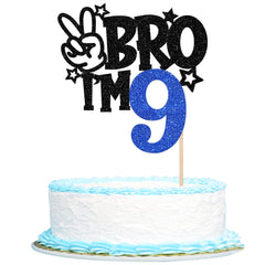 ZHUOWEISM Brother I'm 9 cake topper with glitter star adds festive cake sparkle.