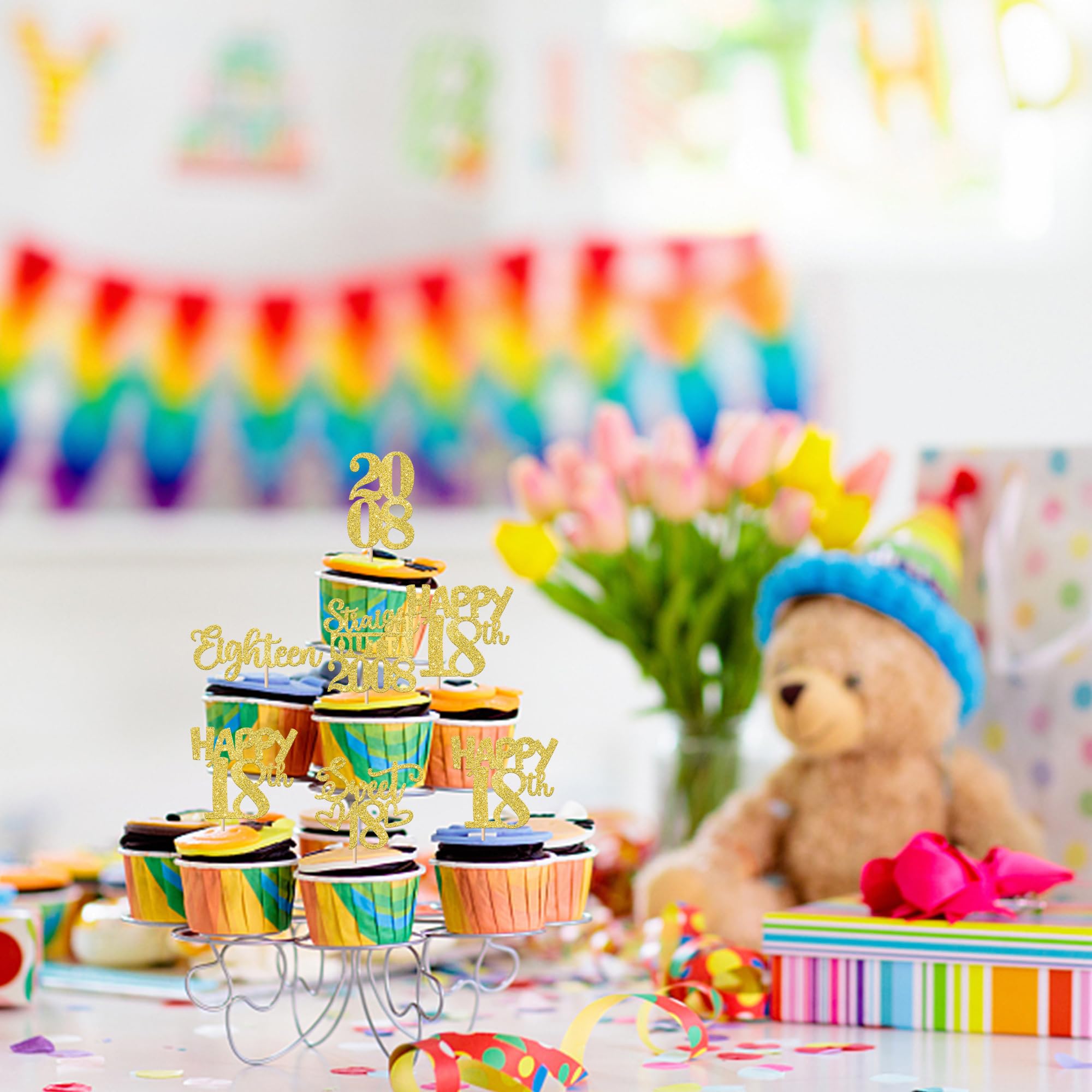 ZHUOWEISM cheers to 18 years toppers decorate cupcakes