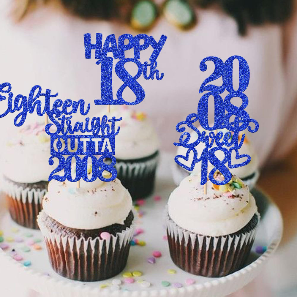 ZHUOWEISM cheers to 18 years topper design 3 brightens cupcakes