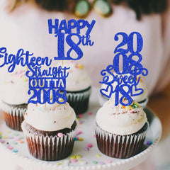 ZHUOWEISM cheers to 18 years topper design 3 brightens cupcakes