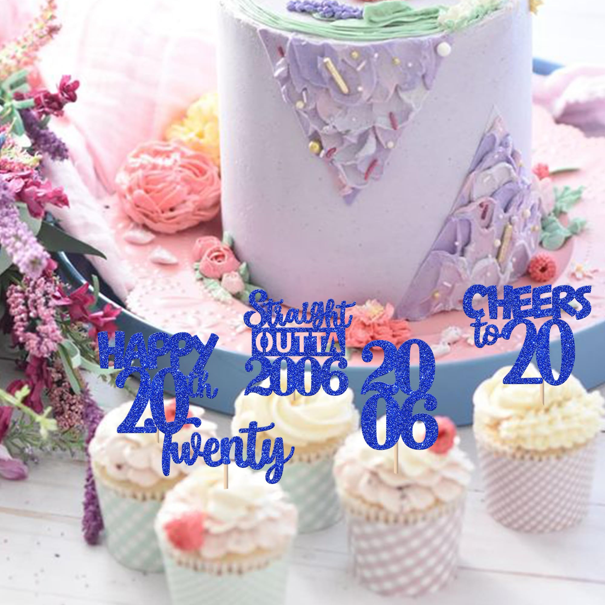 ZHUOWEISM cheers to 20 years cupcake picks highlight cakes and sweets.