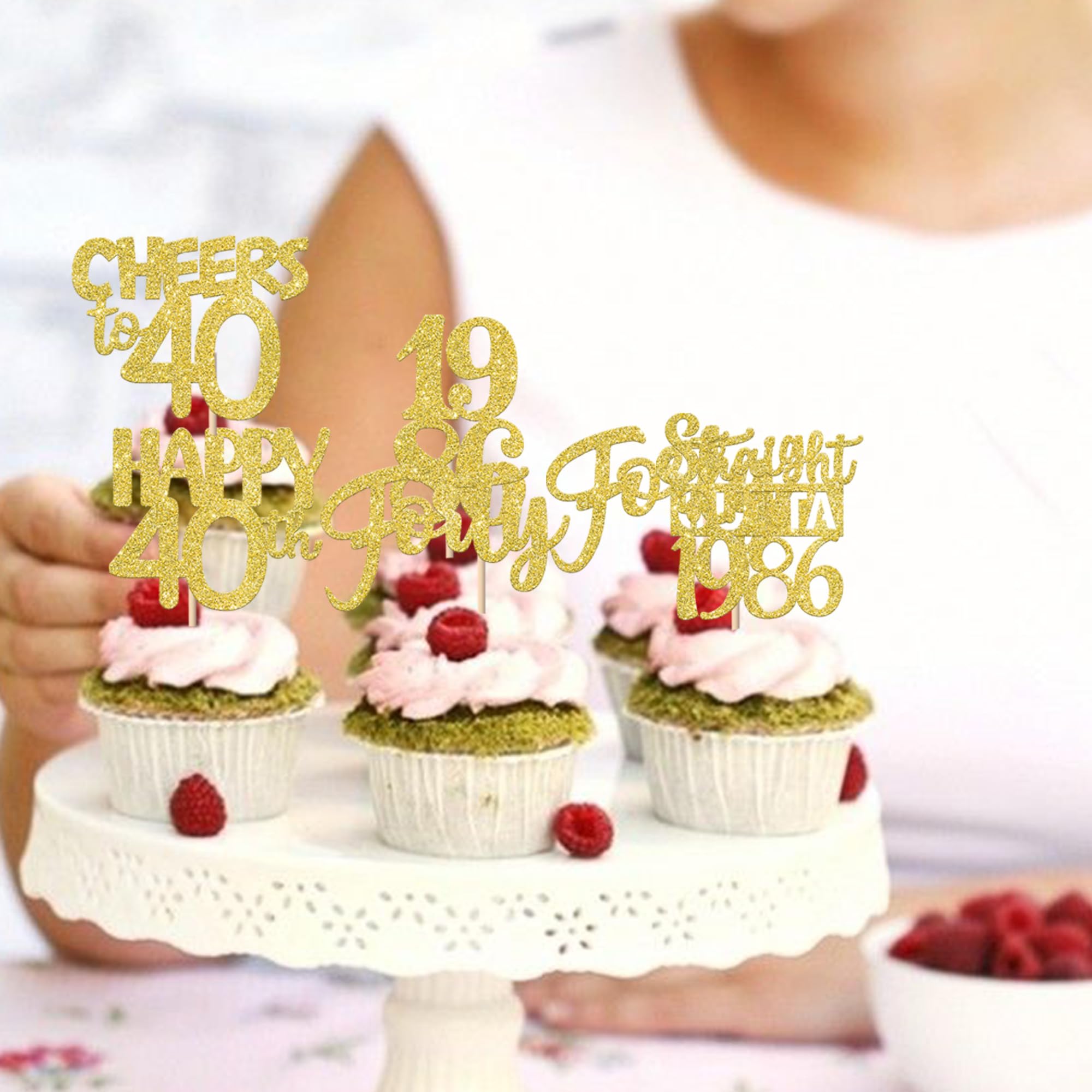 ZHUOWEISM cheers to 40 years cupcake topper with gold glitter for desserts