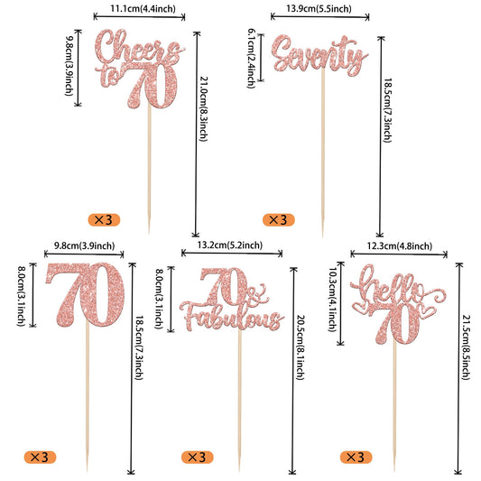 ZHUOWEISM Cheers to 70 Years centerpiece sticks bring festive table decor and photo-worthy moments.