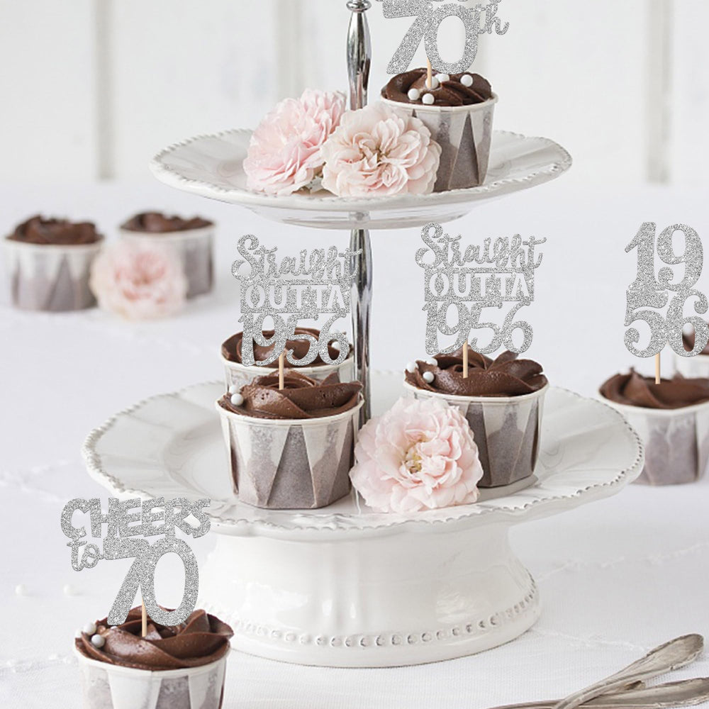 ZHUOWEISM cheers-to-70-years topper sparks toast-worthy dessert visuals.