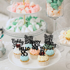 ZHUOWEISM black glitter toppers illuminate desserts with stylish flair.