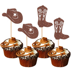 ZHUOWEISM cowboy cupcake toppers hats add sparkle to desserts for a Western party.