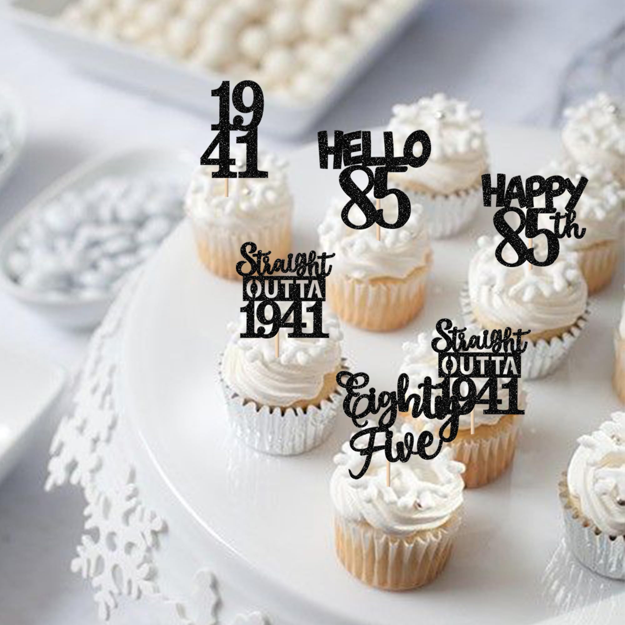 ZHUOWEISM 85th anniversary toppers decorate cupcakes and sweets beautifully.
