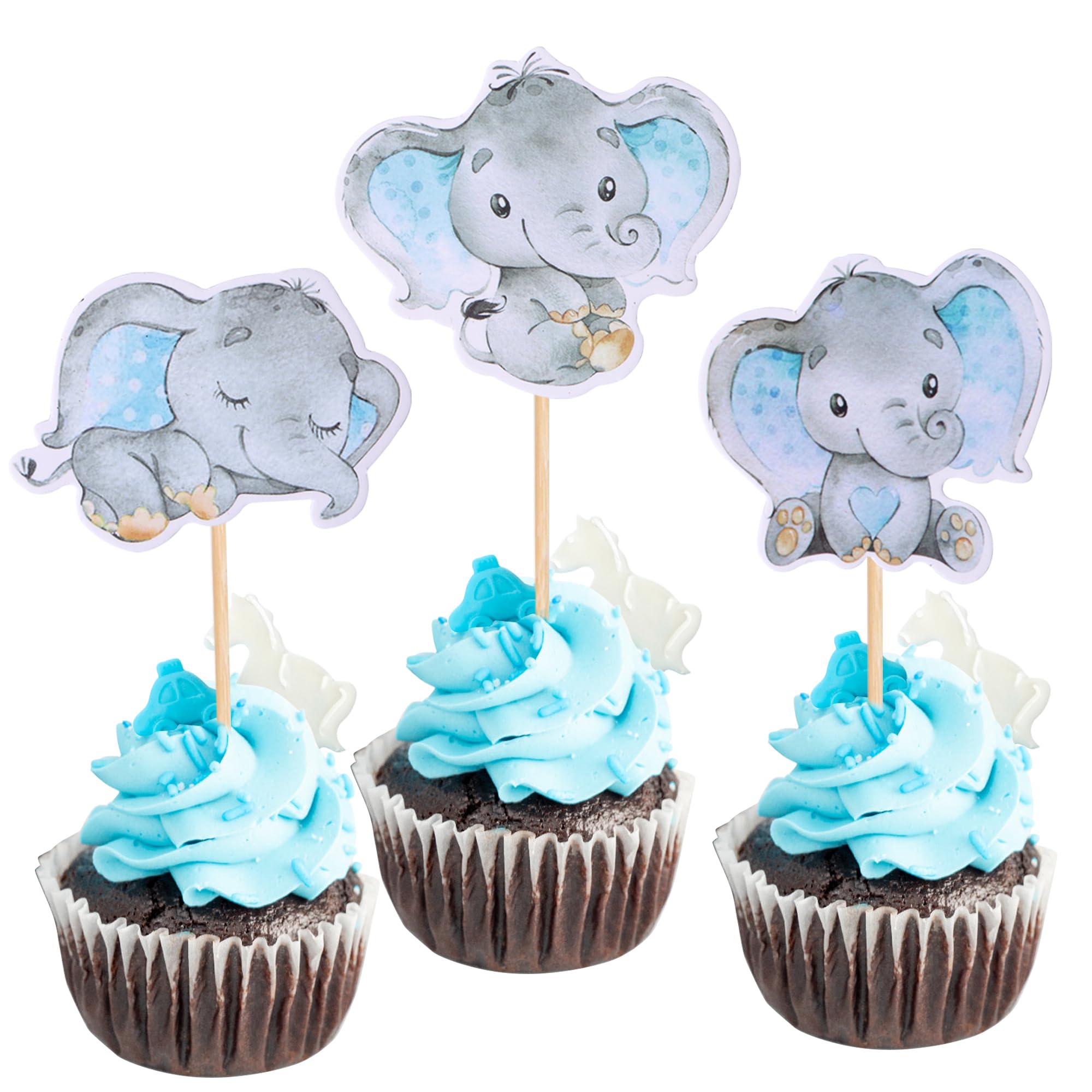 ZHUOWEISM blue elephant cupcake topper design A adds festive charm to desserts