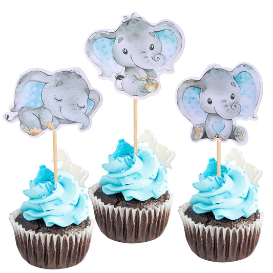 ZHUOWEISM blue elephant cupcake topper design A adds festive charm to desserts