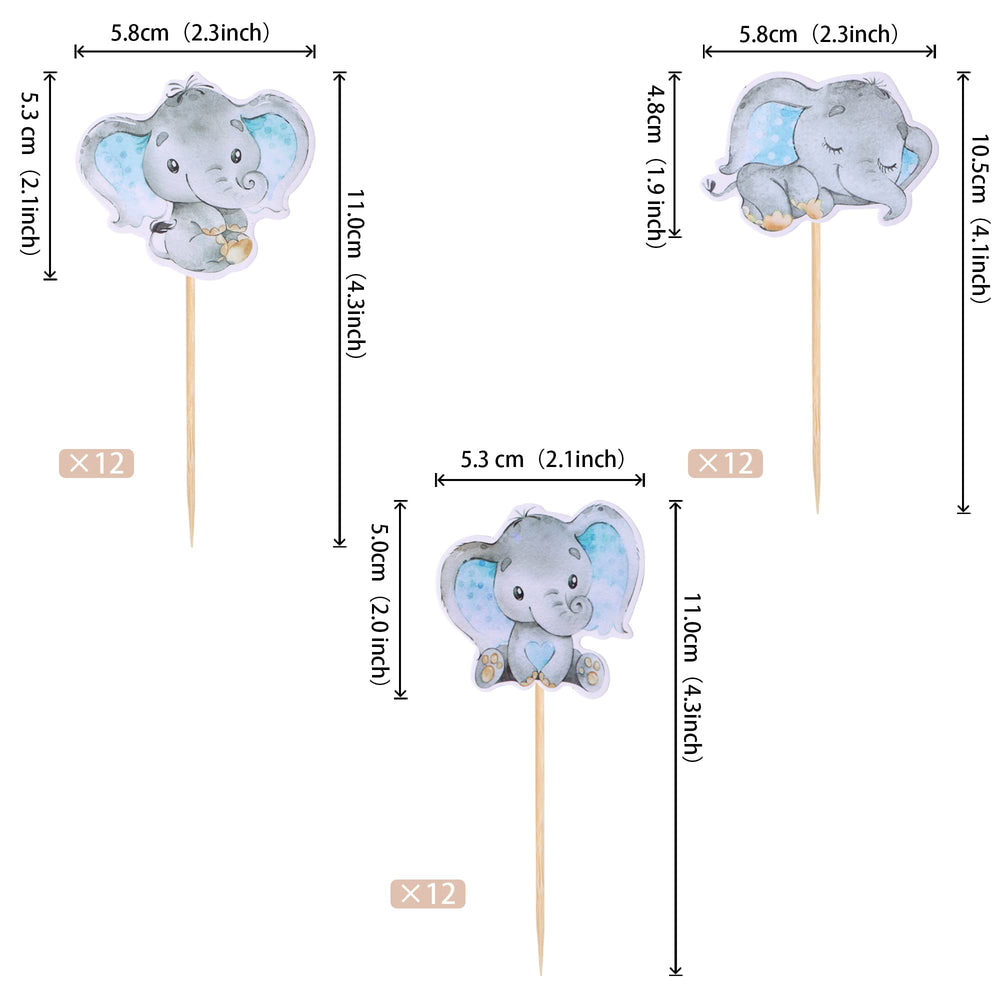 ZHUOWEISM elephant topper design B sparkly accent for celebrations