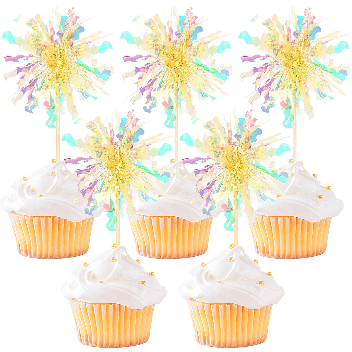 ZHUOWEISM foil firework cupcake topper enhances birthday dessert presentation