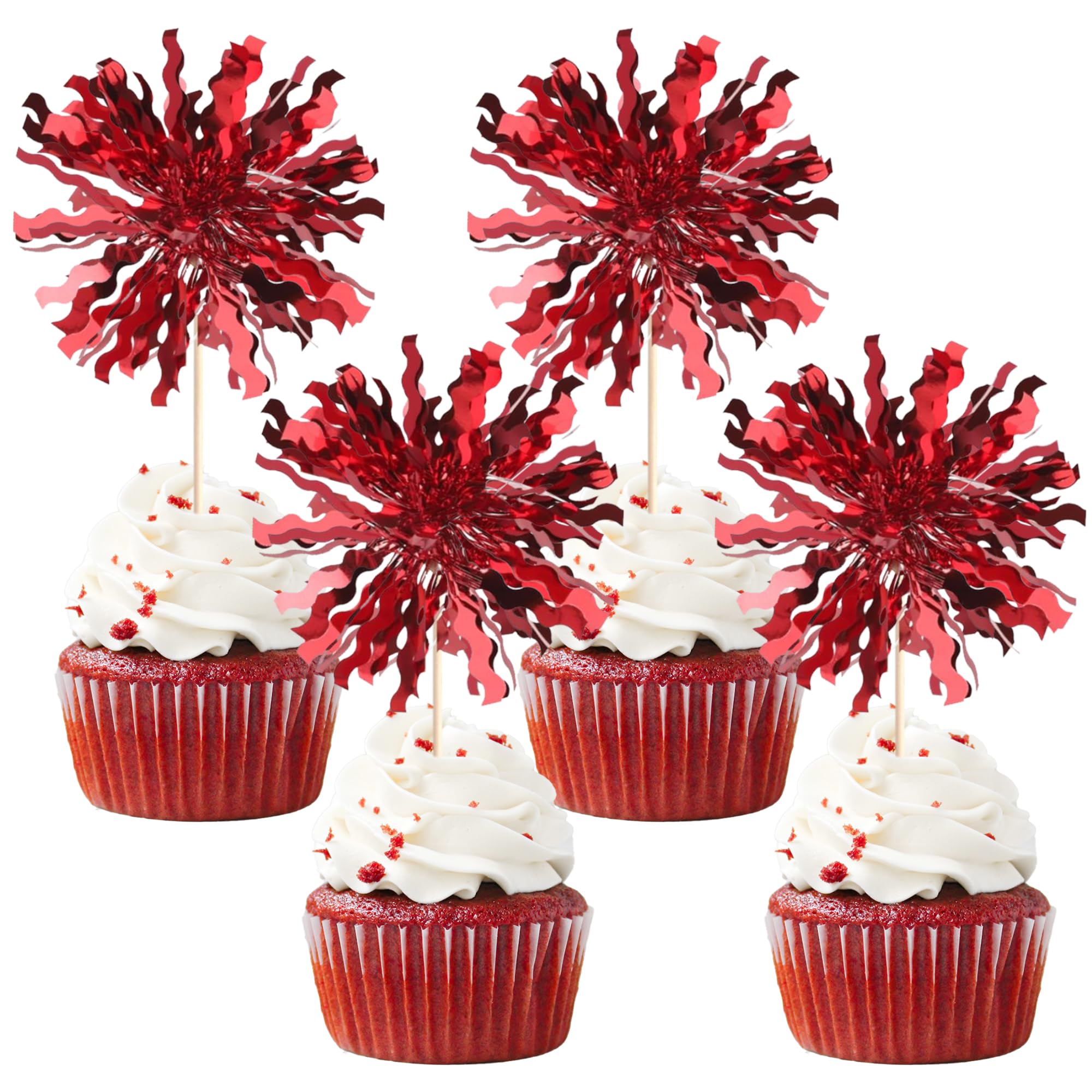 ZHUOWEISM foil firework cupcake topper 30pcs decor for celebrations and desserts