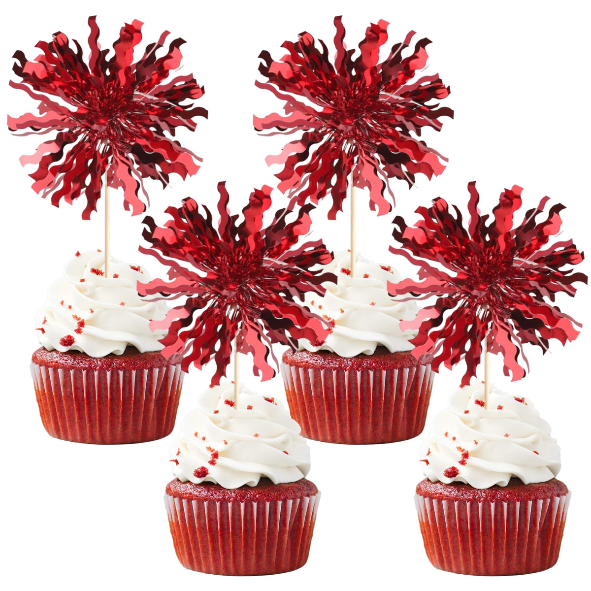 ZHUOWEISM foil firework cupcake topper 30pcs decor for celebrations and desserts