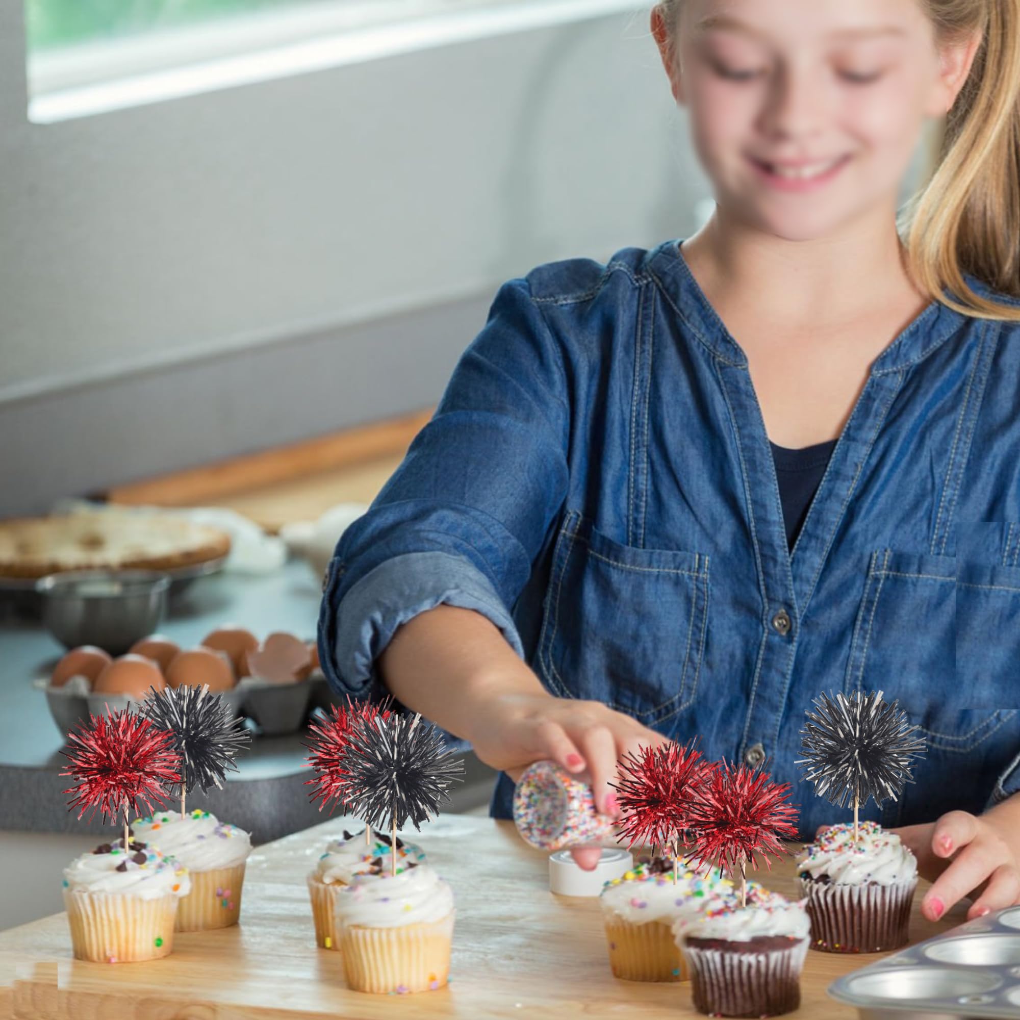 ZHUOWEISM dessert picks enhance cupcakes, ice cream, fruits with sparkle.