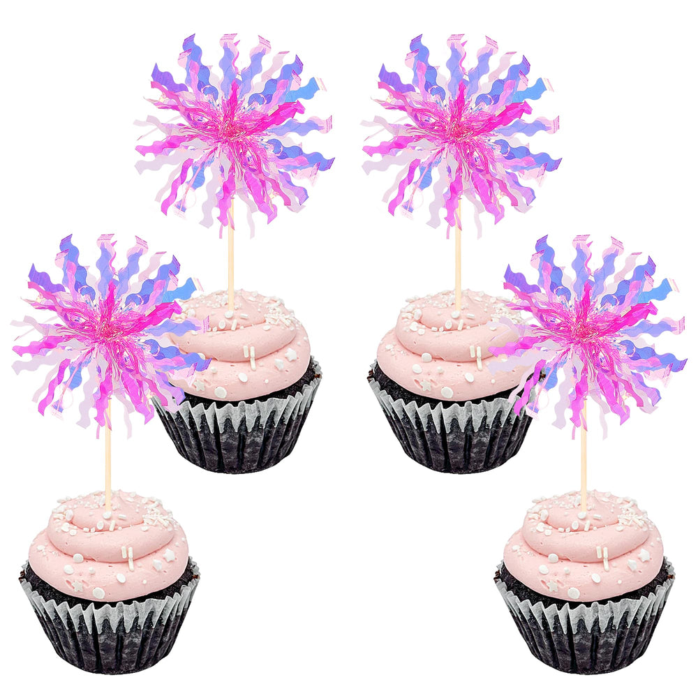 ZHUOWEISM foil firework cupcake topper adds festive sparkle to desserts