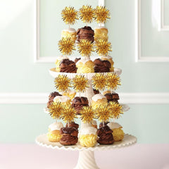 Gold firework toppers suitable for cupcakes, ice cream, and fruit