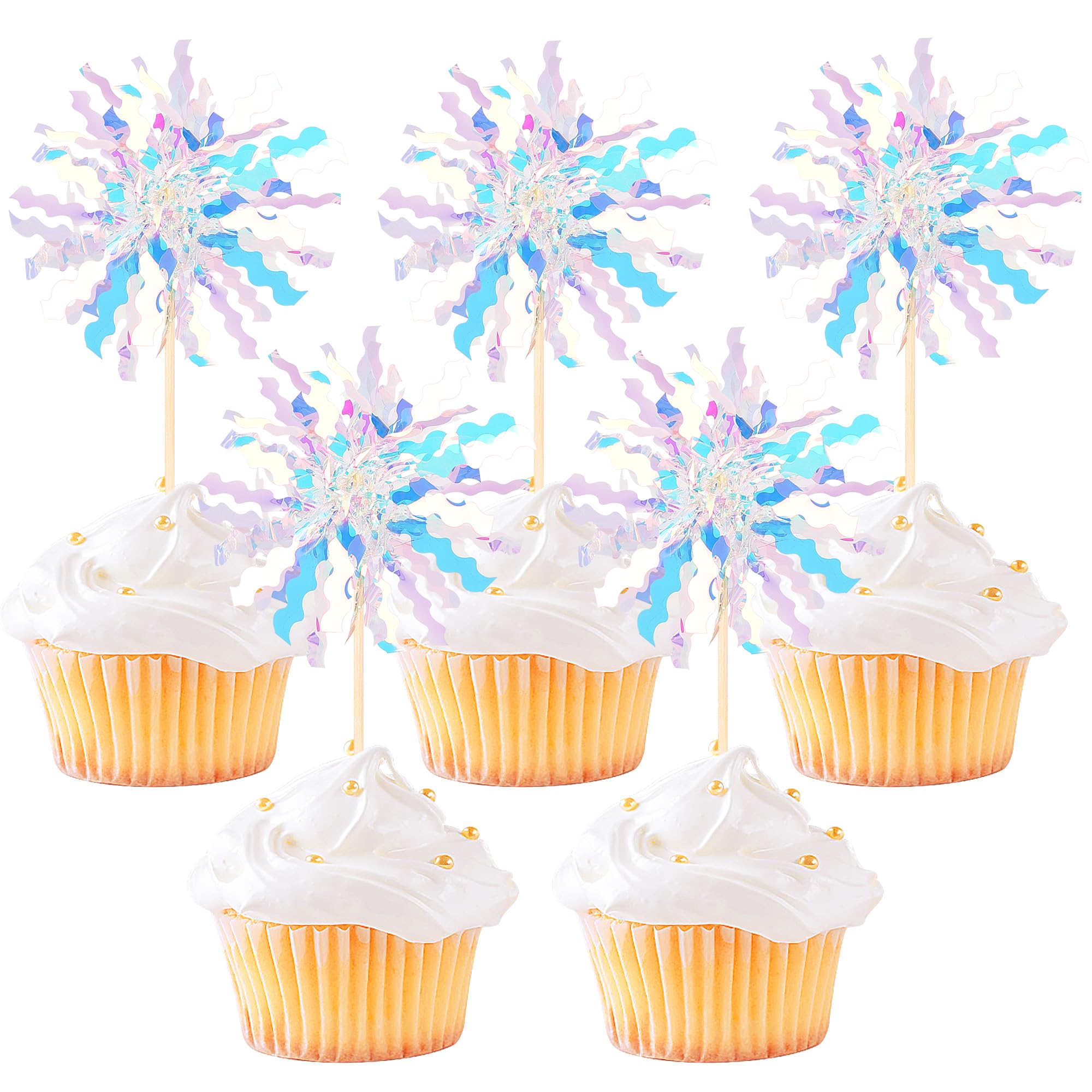 ZHUOWEISM foil firework cupcake toppers in silver add festive sparkle to treats